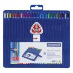 Карандаши цветные акварельные STAEDTLER ПРЕМИУМ Ergosoft, 24 цв., трехгранные, пласт.футляр,156SB24