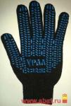Перчатки х/б с ПВХ протектор 5 нитей 7,5 класс, вес пары 60 г, черные, Урал, уп.5 пар, цена за пару