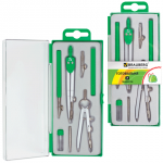 Готовальня BRAUBERG "Klasse", 7 предм: циркуль+кронциркуль, рейсф+держ, 2 вставки, грифель, 210344