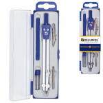 Готовальня BRAUBERG "Student Oxford", 5 предм: циркуль, 2 вставки, держ, грифель,пенал с подв,210337