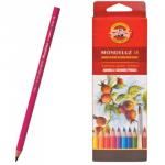 Карандаши цветные акварельные худ. KOH-I-NOOR Mondeluz, 18 цв., 3,8 мм,заточенные,европодвес,3717/18