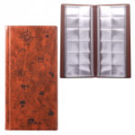 Альбом д/монет или купюр 105х223мм, на 72 монеты D до 30 мм, выдвижные карманы, корич., ДПС,2858-104