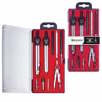 Готовальня BRAUBERG "Architect", 9 предм: циркуль+измерит+кронц-ль,рейсф+держ,удлинит,грифель,210353