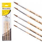 Кисти BRAUBERG, НАБОР 5 шт., (из ворса пони кругл. № 1,2,3,4,5), блистер, 200222