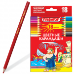 Карандаши цветные  ПИФАГОР 18 цв., классические, заточенные, картонная упаковка, 180297