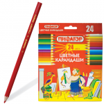 Карандаши цветные  ПИФАГОР 24 цв., классические, заточенные, картонная упаковка, 180298