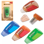 Точилка BRAUBERG "Der Grosse", с контейнером и стират. резинкой, ассорти, в блистере, 222507