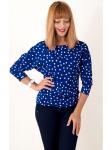 00364 Блуза летучая мышь электрик в белый горох.