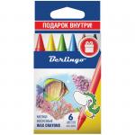 Мелки восковые Berlingo Рыбки 06 цв., картон. уп., европодвес, WX_00206