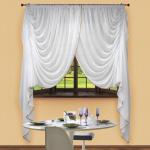 Комплект штор для кухни № 042, 250х400, вуаль( белый)