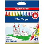 Мелки восковые Berlingo "Замки" 24цв., картон. уп., европодвес, WX_00124