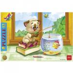 Пазл в рамке 12 элементов, А4, Котенок-рыбак, 200*300мм, 12ПЗ4_10422(U102046)