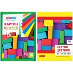 Картон цветной A4, ArtSpace, 10 л., 10 цв., немелованный, на клею, Нкн10-10_9534