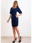 00238 Платье темно-синее с белым кружевом.