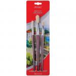 Набор кистей Berlingo 3 шт., Щетина, круглые №7, 12, плоская №12, европодвес, BS00203