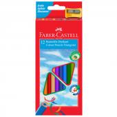 Карандаши цветные Faber-Castell Ecopen 12цв., трехгран., заточен., картон, европодвес, с точилкой, 120523