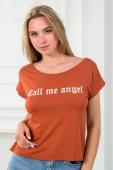 Футболка женская из вискозы Лирика коричневый Call me angel