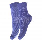 Носки для мальчиков Брест 14С3081 средней длины, гладкие, двойной борт, с рисунком, размер 19-20, цвет: темно-синий
