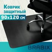 Коврик защитный напольный BRABIX, полипропилен, 90х120  см, черный, толщина 1,5 мм, 608710, 1215091206