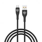 BY Кабель для зарядки Smart Micro USB, 1м, 3A, Быстрая зарядка QC 3.0, тканевая оплетка, черный