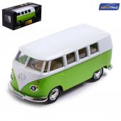 Машина металлическая volkswagen transporter t1, 1:32, открываются двери, инерция, цвет зеленый Автоград