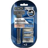 Zollider Hybrid 3 ALPHA, станок 3 лезвия с 3мя сменными картриджами/ Zollider Hybrid 3 ALPHA, triple blade razor with 3 extra cartridges