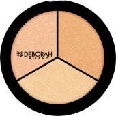 DEBORAH Палетка хайлайтеров для лица TRIO HIGHLIGHTER PALETTE, тон: Жемчужно-бежевый; Золотисто-янтарный; Искрящаяся роза, 5г