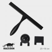 Водосгон из нержавеющей стали с комплектом держателей Raccoon, 25*16 см, цвет чёрный