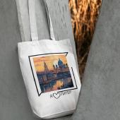 Городские зарисовки "Питерские закаты" | Сумка-шоппер на молнии, с внутренним карманом, р-р 38х34см/ высота ручек 27см (бежевый лен)