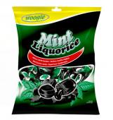 Карамель леденцовая Woogie mint licorice с мятным вкусом и лакричной начинкой 170 гр