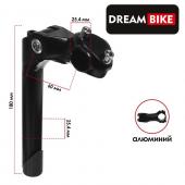 Вынос руля Dream Bike 1"х25,4х180 мм, резьбовой, алюминий, регулируемый, цвет чёрный"