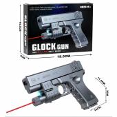 Пистолет для стрельбы пульками Glock 16см (обойма лазерный прицел) (336-1A)