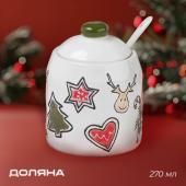 Сахарница новогодняя Доляна Sweet Treats, 270 мл, 8,1?10,6 см, керамика, цвет белый