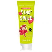 Детская гелевая зубная паста DINO's SMILE c ксилитом и вкусом клубники, 60г, Consly