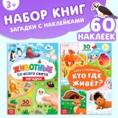 Книги с наклейками-загадками, набор 2 шт., 60 наклеек, 3+