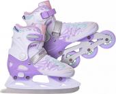 Коньки универсальные 2 в 1 р.37-40 PW-223B purple RUSH ACTION