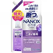 LION Гель для стирки Smells NANOX one Концентрат с повышенным дезодорирующим и антибактериальным эффектом аромат мыла и акватики 820 гр., сменная упаковка с крышкой