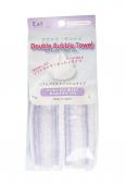 Мочалка для тела мягкая Double Bubble Towel для обильного пенообразования, 20см х 100см Kai