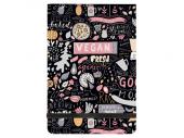 ЗАПИСНАЯ КНИЖКА А5, 100 Л., "MEGAPOLIS JOURNAL" ВЕРТ.НА РЕЗИНКЕ КЛЕТКА  "VEGAN АРОМАТНЫЙ КОФЕ" 3-564