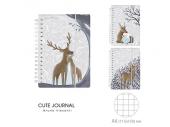 ЗАПИСНАЯ КНИЖКА "CUTE JOURNAL MINI" А6+,80 Л. НА ГРЕБНЕ С РЕЗИНКОЙ "FOREST DREAM" 3 ВИДА, КЛЕТКА