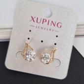 Серьги коллекция "Xuping" покрытие: позолота, вставка: фианиты, цвет: прозрачный, Х000837216