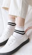 Ретро | Укороченные носки "Лето в ретро стиле", р-р 36-40 (белые, черные полоски)