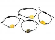 Браслет с Руной Гебо из янтаря 10*17мм на шнурке цв.медово-молочный