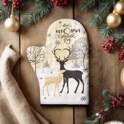 Варежка-прихватка «Новогодние олени» 20?28 см, саржа, 100% х/л, ватин 250 г/м?