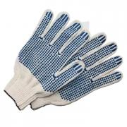 Перчатки 5 нити 10 класс вязки "Профи" х/б белые с ПВХ покрытием точка /10/250 Россия