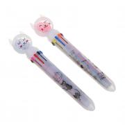 Ручка шариковая 10-цветная, наконечник с бусинами в форме котика, 0,7мм, 2 цвета, пластик