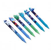 Авторучка гелевая "пиши-стирай" синяя, с кнопкой-фигуркой "Мальчиковые фигурки", 6 дизайнов