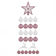 СНОУ БУМ Набор шаров и украшений 25 шт, 4см и 6см, белый, розовый