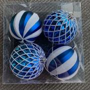 СНОУ БУМ Набор шаров 8 см, 4 шт, синий, белый, 26-141