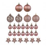 СНОУ БУМ Набор шаров и украшений 26 шт, 3см и 6см, розовое золото